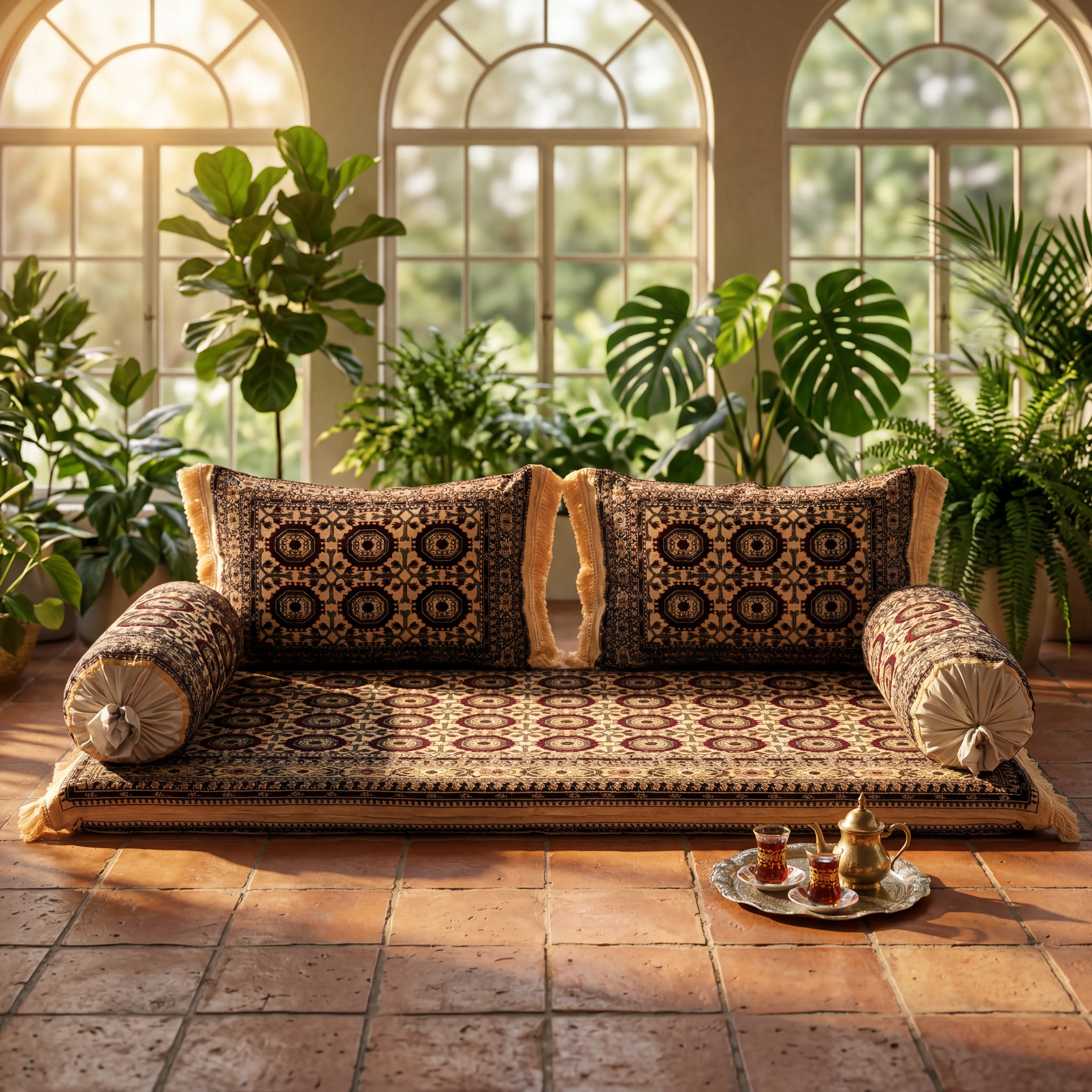 Table in high-end concrete architectural room