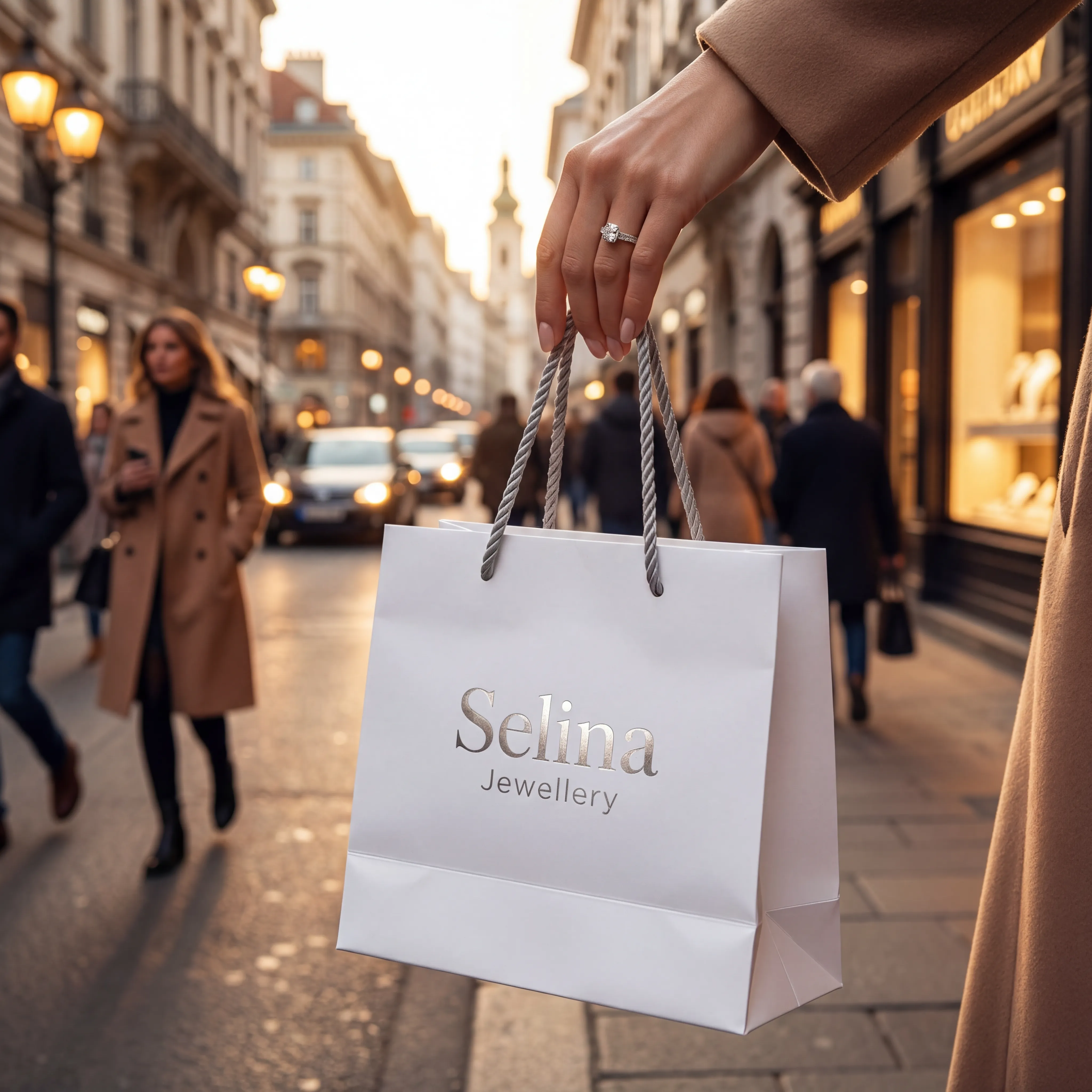 Luxury AI handbag photography on marble block