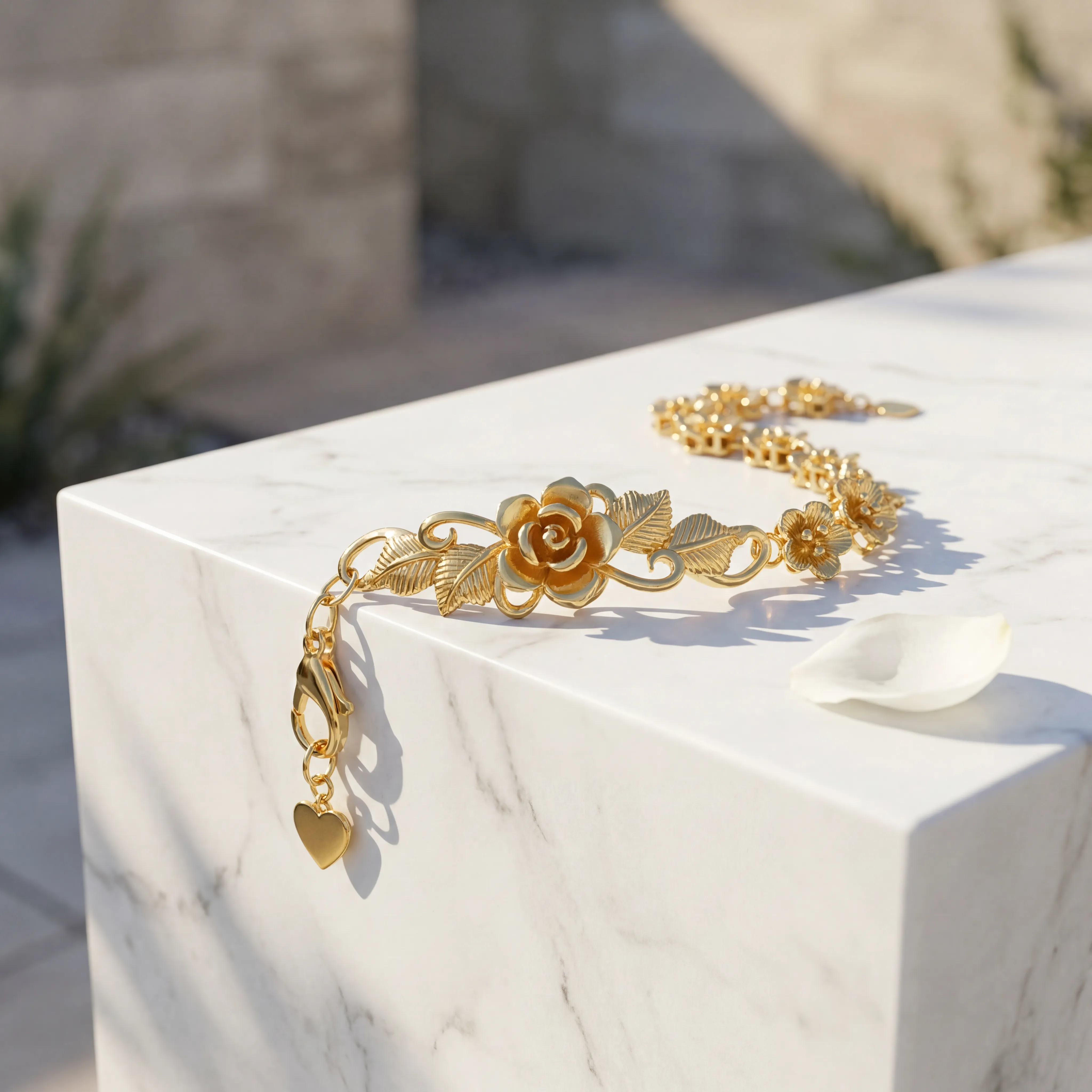 Gold necklace eleganty draped on a silk bust with soft studio light