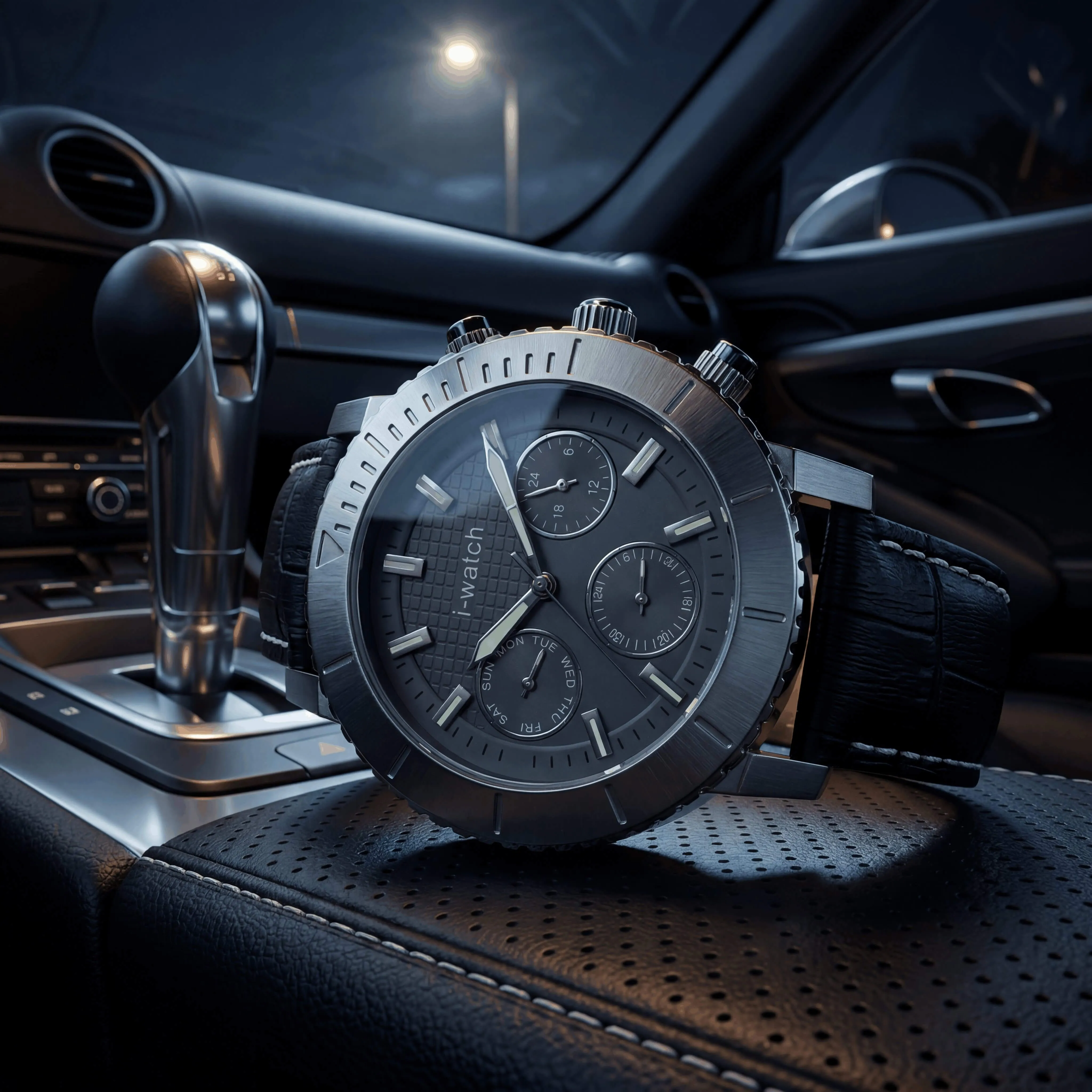 Watch staged on an expensive marble ledge